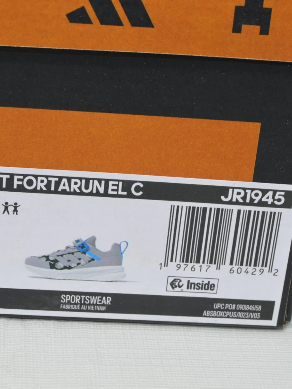 ADIDAS MINECRAFT FORTARUN 4.0 SHOES CHILDREN Size 3 (New)